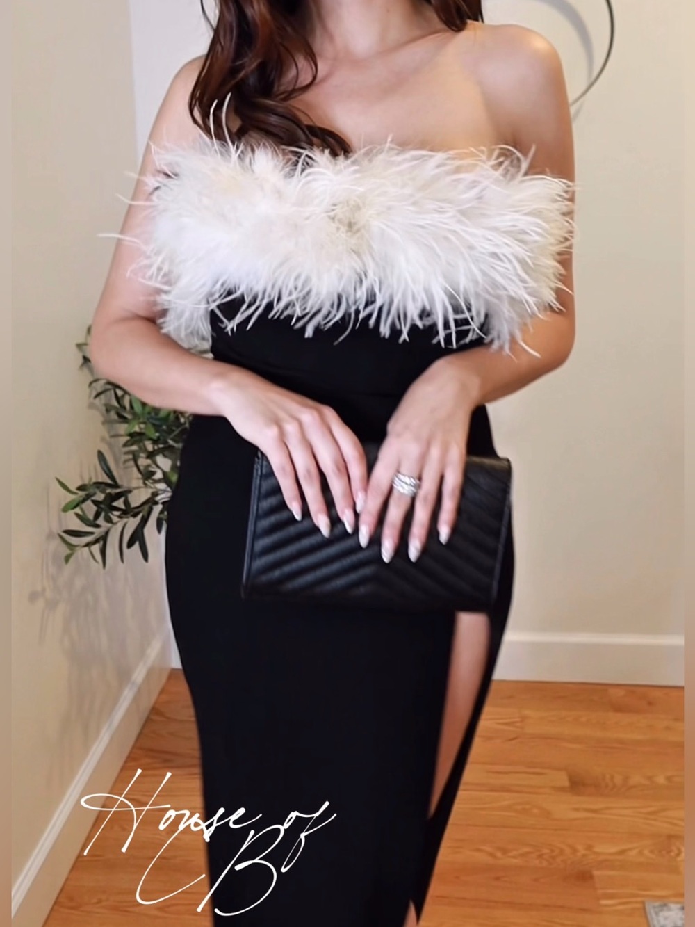 New House of CB SARAI Black Thigh Split Dress
